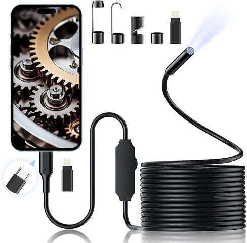 Endoscope Camera with Light, 1920P HD Borescope Inspection Snake Camera with 8 Adjustable LED Lights, and 16.4FT Semi-Rigid Cord，7.9mm IP67 Waterproof Inspection Camera for Android and iOS in Saudi Arabia