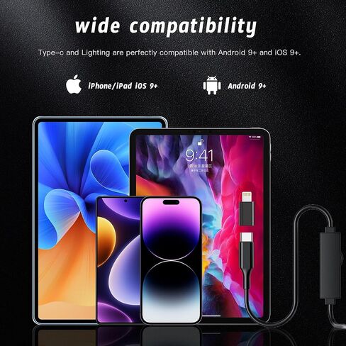 Endoscope Camera with Light, 1920P HD Borescope Inspection Snake Camera with 8 Adjustable LED Lights, and 16.4FT Semi-Rigid Cord，7.9mm IP67 Waterproof Inspection Camera for Android and iOS in Saudi Arabia