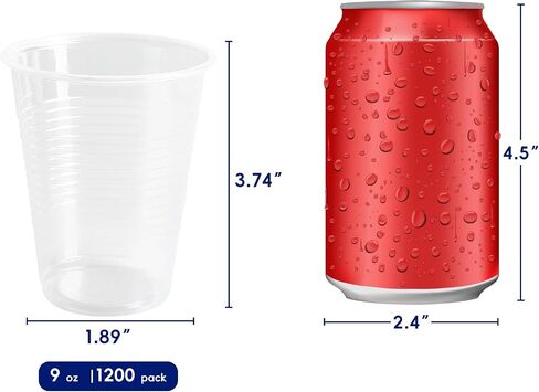 JOLLY CHEF 1200 Pack 9 oz Clear Plastic Cups,9 Ounce Small Disposable Cups, Cold Party Drinking Tumblers for Tasting, Drinking and Party in Kuwait