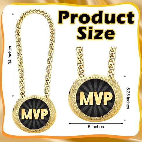 Tondiamo Sports MVP Turnover Chain Medal 6" Big Gold Champ Award Necklace Chain Baseball Basketball Football Soccer Softball Volleyball Sports Competitions Prize Gifts and Party Favors in Saudi Arabia