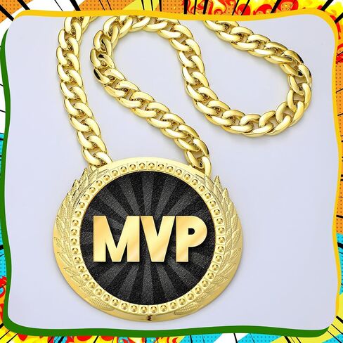 Tondiamo Sports MVP Turnover Chain Medal 6" Big Gold Champ Award Necklace Chain Baseball Basketball Football Soccer Softball Volleyball Sports Competitions Prize Gifts and Party Favors in Saudi Arabia