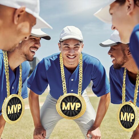 Tondiamo Sports MVP Turnover Chain Medal 6" Big Gold Champ Award Necklace Chain Baseball Basketball Football Soccer Softball Volleyball Sports Competitions Prize Gifts and Party Favors in Saudi Arabia