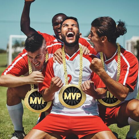 Tondiamo Sports MVP Turnover Chain Medal 6" Big Gold Champ Award Necklace Chain Baseball Basketball Football Soccer Softball Volleyball Sports Competitions Prize Gifts and Party Favors in Saudi Arabia