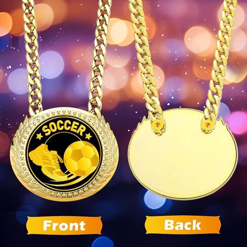 Tondiamo Sports MVP Turnover Chain Medal 6" Big Gold Champ Award Necklace Chain Baseball Basketball Football Soccer Softball Volleyball Sports Competitions Prize Gifts and Party Favors in Saudi Arabia