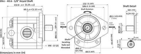 Hydraulic Gear Motor or Pump bi-Direction Rotation, 8-26 cc/rev (0.488-1.58 in3/rev) 2-17gpm 21-40HP SAE A Mount, MFEG Series in Saudi Arabia
