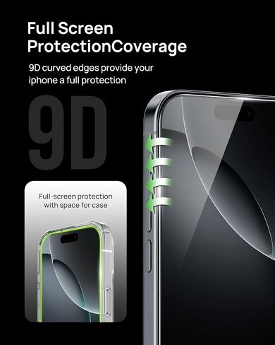 SODI Screen Protector + Camera Lens Protector for iPhone 16 pro [6.3''], Auto-Alignment OneTouch Tempered Glass, 30 seconds Installation, Bubble Free, Case Friendly, Anti-Scratch [2+2 Pack] in Saudi Arabia