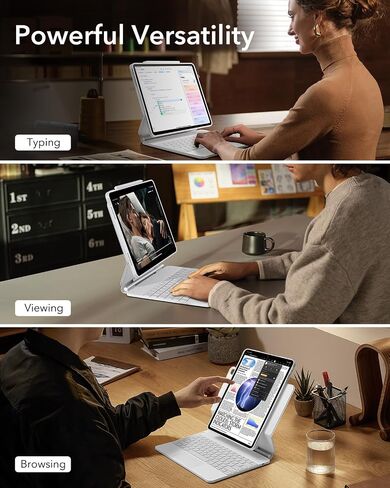 حافظة ESR iPad Pro 11 بوصة مع لوحة مفاتيح (M4، 2024)، حافظة لوحة مفاتيح iPad Pro 11 (الجيل الخامس) مع حامل مغناطيسي سهل الضبط، أوضاع عمودية/أفقية، حافظة واقية قابلة للإزالة، سلسلة Rebound 360، أرجواني in Saudi Arabia