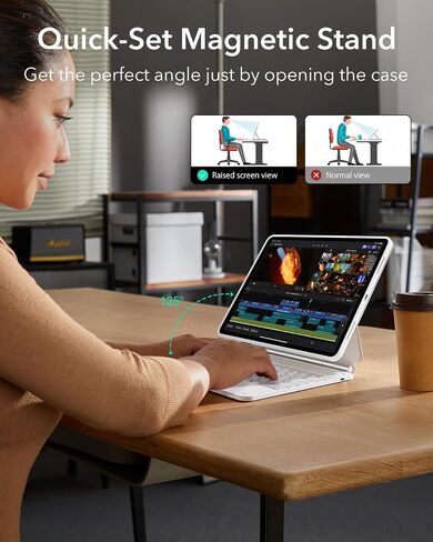 حافظة ESR iPad Pro 11 بوصة مع لوحة مفاتيح (M4، 2024)، حافظة لوحة مفاتيح iPad Pro 11 (الجيل الخامس) مع حامل مغناطيسي سهل الضبط، أوضاع عمودية/أفقية، حافظة واقية قابلة للإزالة، سلسلة Rebound 360، أرجواني in Saudi Arabia