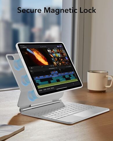حافظة ESR iPad Pro 11 بوصة مع لوحة مفاتيح (M4، 2024)، حافظة لوحة مفاتيح iPad Pro 11 (الجيل الخامس) مع حامل مغناطيسي سهل الضبط، أوضاع عمودية/أفقية، حافظة واقية قابلة للإزالة، سلسلة Rebound 360، أرجواني in Saudi Arabia