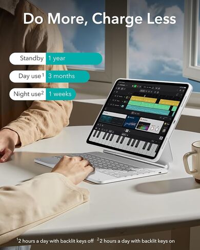حافظة ESR iPad Pro 11 بوصة مع لوحة مفاتيح (M4، 2024)، حافظة لوحة مفاتيح iPad Pro 11 (الجيل الخامس) مع حامل مغناطيسي سهل الضبط، أوضاع عمودية/أفقية، حافظة واقية قابلة للإزالة، سلسلة Rebound 360، أرجواني in Saudi Arabia