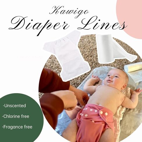 Diaper Liners -Kawigo Diaper Liner for Baby Cloth Diaper Disposable Natural Soft Viscose Made from Bamboo Unscented Compostable Fragrance Free Chlorine Free 1 Roll 100 Sheets in Saudi Arabia