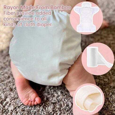 Diaper Liners -Kawigo Diaper Liner for Baby Cloth Diaper Disposable Natural Soft Viscose Made from Bamboo Unscented Compostable Fragrance Free Chlorine Free 1 Roll 100 Sheets in Saudi Arabia