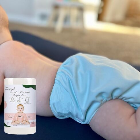Diaper Liners -Kawigo Diaper Liner for Baby Cloth Diaper Disposable Natural Soft Viscose Made from Bamboo Unscented Compostable Fragrance Free Chlorine Free 1 Roll 100 Sheets in Saudi Arabia