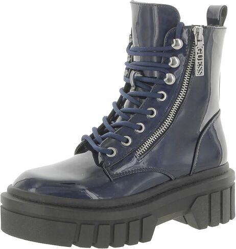 GUESS Womens Ferina Faux Leather Combat & Lace-up Boots Black 11 Medium (B,M) in Saudi Arabia