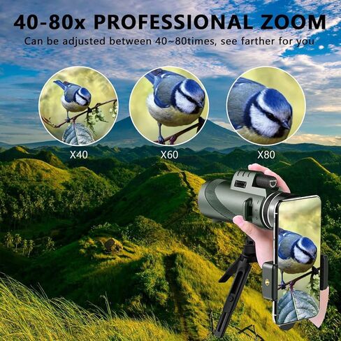 Monocular Telescope monoculars for Adults High Powered 80x100 High Powered Monocular Monoculars for Hiking Hunting Stargazing in Kuwait