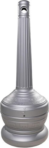 Industrial Outdoor Ashtray, 5 Gallon Self-Extinguishing Butt Receptacle, Standing Ash Disposal Can, Butt Container with Glass Holder, 15" Diameter x 40" Height, Gray in Saudi Arabia