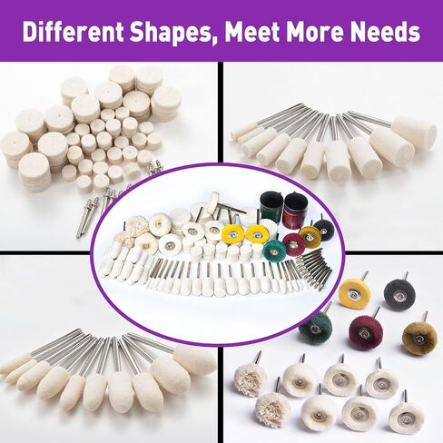 114 PCS Polishing Kit with 2Pcs Polishing Compound for Dremel, Abrasive Buffing Wheels Polishing Bits for Rotary Tool Accessories with 1/8 Inch Shank, Sanding Kit for Metal Wood Watch Jewelry Brass in Kuwait