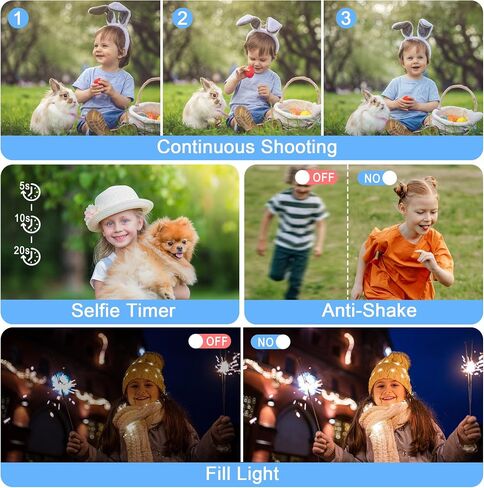 كاميرا رقمية صغيرة الحجم للأطفال: كاميرا فيديو بدقة 64 ميجابكسل بدقة 4K مع بطاقة MicroSD سعة 32 جيجابايت وتكبير رقمي 18X ونقطة تركيز تلقائي وكاميرا تصوير للفتيات والأولاد هدية عيد الميلاد - وردي in Kuwait
