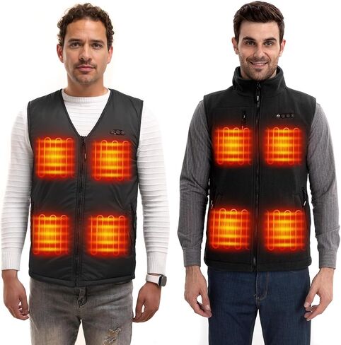 سترة ARRIS للرجال من الصوف المُدفأة والياقة مع حزمة بطارية متضمنة، حجم قابل للتعديل 8 مناطق تسخين ملابس تسخين للصيد باللون الأسود in Kuwait