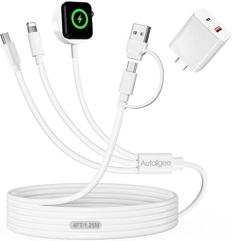 Multi Charging Cable 3 in 2 for iWatch Charger USB C/A Travel Essentials Fast Charging Compatible with iWatch Series 10 /Ultra/SE/9/8/7/6/5/4/3/2/1 & iPhone 16/15/14/13/SE/Galaxy S24 [4FT] in Saudi Arabia