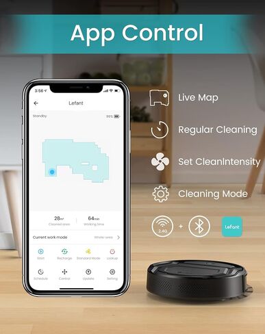 Lefant Robot Vacuum Cleaner with 2200Pa Powerful Suction,120 Mins,WiFi/Alexa/APP/Bluetooth,Schedule Cleaning,Slim Self-Charging Robotic Vacuum Cleaner for Home,Pet Hair,Hard Floors in Saudi Arabia
