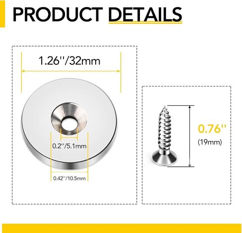 DIYMAG Strong Neodymium Disc Magnets, Rare Earth Magnets with Hole for Kitchen Cabinet, Tool Storage, Office and Crafts, Disc Button Magnet, 0.32 inch & 0.47 inch & 0.59 inch Diameter, 45 PCS in Kuwait