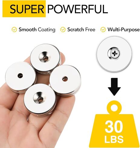 DIYMAG Strong Neodymium Disc Magnets, Rare Earth Magnets with Hole for Kitchen Cabinet, Tool Storage, Office and Crafts, Disc Button Magnet, 0.32 inch & 0.47 inch & 0.59 inch Diameter, 45 PCS in Kuwait