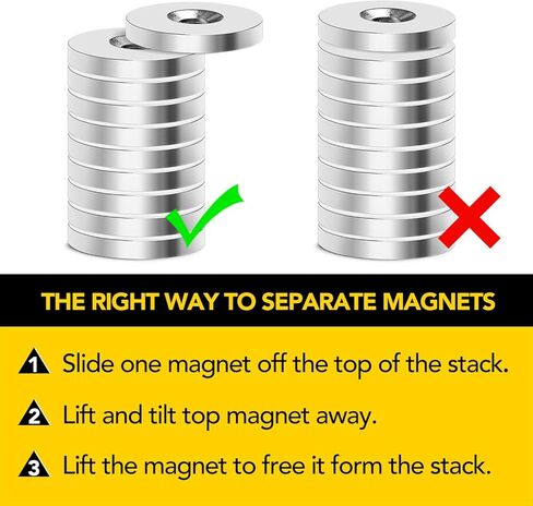 DIYMAG Strong Neodymium Disc Magnets, Rare Earth Magnets with Hole for Kitchen Cabinet, Tool Storage, Office and Crafts, Disc Button Magnet, 0.32 inch & 0.47 inch & 0.59 inch Diameter, 45 PCS in Kuwait