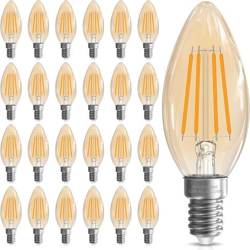 E12 Candelabra Bulb 40 watt, E12 LED Bulb Non-Dimmable Chandelier Light Bulbs, B10 Candle Light Bulbs 2700K Soft White, 90+CRI, 400LM, Cear Glass, 12 Pack in Kuwait