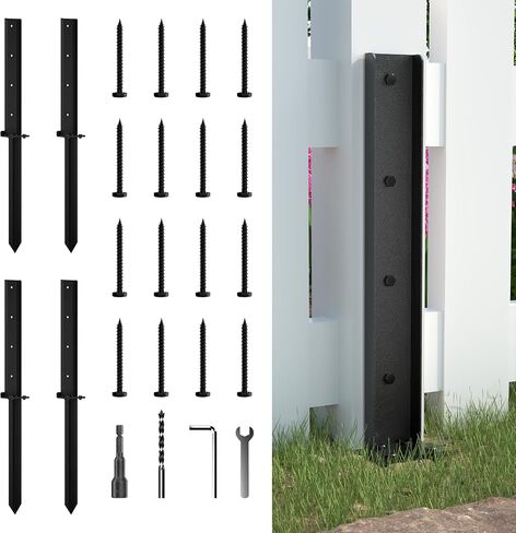 2 Pack Fence Post Anchor Repair Kit - The Ultimate Fence Repair Solution - Post Buddy Stabilizer and Ground Spike Features(mdz-2) in Saudi Arabia