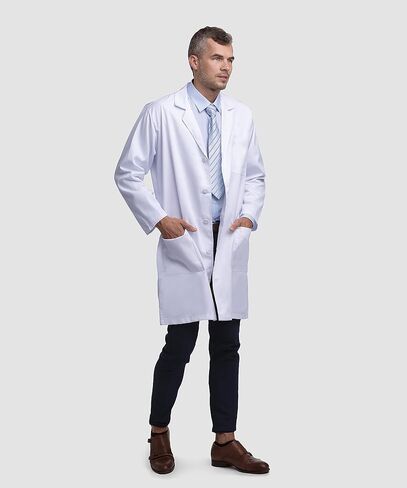 Professional Unisex 100% Cotton Lab Coat for Men and Women, Multiple Pockets, Classic Fit, Snap Closing, 40" Length in Saudi Arabia