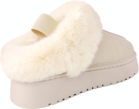 Women's Platform Slippers Winter Mini Boots Anti-Slip Suede Slip on Women Sneakers Fur Lined House Slippers for Indoor Outdoor in Saudi Arabia
