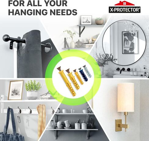 X-Protector Drywall Anchors 270 PCS Set - #6, #7, #8-135 Wall Anchors + 135 Flat Head Screws - Premium Dry Wall Anchors and Screws Kit - Wall Anchors for Drywall, Concrete, Brick & Other Surfaces! in Saudi Arabia