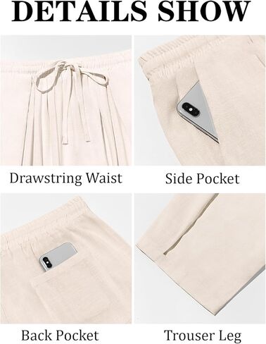 Runcati Mens Casual Harem Pants Drawstring Elastic Waist Cotton Cropped Trousers Yoga Beach Lightweight Pants in Kuwait