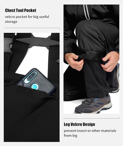 SWISSWELL Men's Heavy Duty Work Utility Rain Gear Suit Jacket and Rain Bibs Pants Waterproof for Fishing Sailing Boating in Kuwait