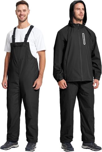 SWISSWELL Men's Heavy Duty Work Utility Rain Gear Suit Jacket and Rain Bibs Pants Waterproof for Fishing Sailing Boating in Kuwait