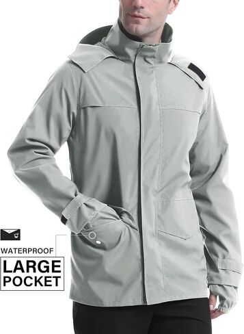 iCreek Rain Jacket Men's Lightweight with Hood Packable Waterproof Raincoat Breathable Antistorm Jacket Windbreaker in Saudi Arabia