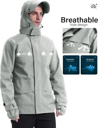iCreek Rain Jacket Men's Lightweight with Hood Packable Waterproof Raincoat Breathable Antistorm Jacket Windbreaker in Saudi Arabia