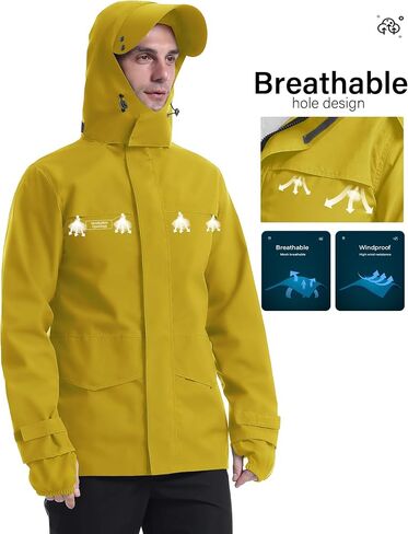iCreek Rain Jacket Men's Lightweight with Hood Packable Waterproof Raincoat Breathable Antistorm Jacket Windbreaker in Saudi Arabia