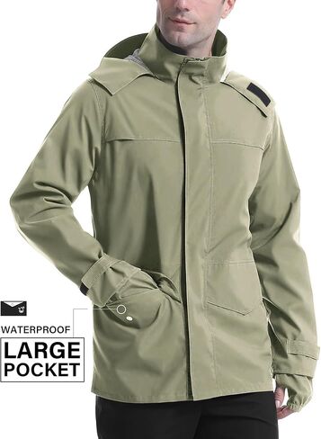 iCreek Rain Jacket Men's Lightweight with Hood Packable Waterproof Raincoat Breathable Antistorm Jacket Windbreaker in Kuwait