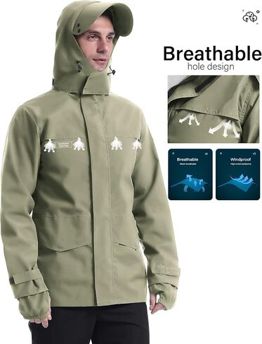 iCreek Rain Jacket Men's Lightweight with Hood Packable Waterproof Raincoat Breathable Antistorm Jacket Windbreaker in Kuwait