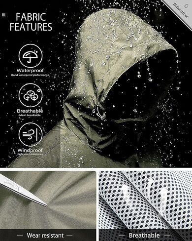 iCreek Rain Jacket Men's Lightweight with Hood Packable Waterproof Raincoat Breathable Antistorm Jacket Windbreaker in Kuwait