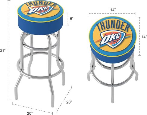 Trademark Global Bar Stool - Oklahoma City Thunder Logo Stool with Foam Padded Seat - Swivel Chair for Game Room, Garage, or Home Bar in Saudi Arabia