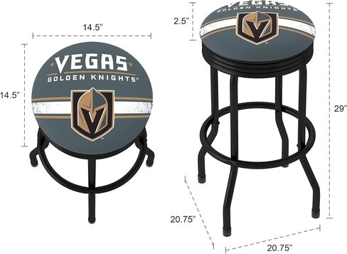 مقعد بار عالمي للعلامة التجارية - مقعد يحمل شعار Vegas Golden Knights مع جانب مضلع أسود قديم - كرسي دوار لغرفة الألعاب، أو المرآب، أو بار المنزل in Saudi Arabia