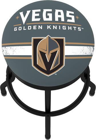 مقعد بار عالمي للعلامة التجارية - مقعد يحمل شعار Vegas Golden Knights مع جانب مضلع أسود قديم - كرسي دوار لغرفة الألعاب، أو المرآب، أو بار المنزل in Saudi Arabia