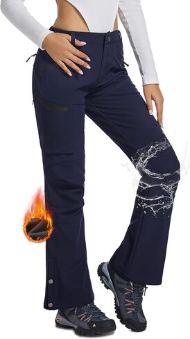 Women's Snow Ski Hiking Pants Waterproof Fleece Lined Softshell Insulated Winter Snowboarding Outdoor Flare Pants in Saudi Arabia