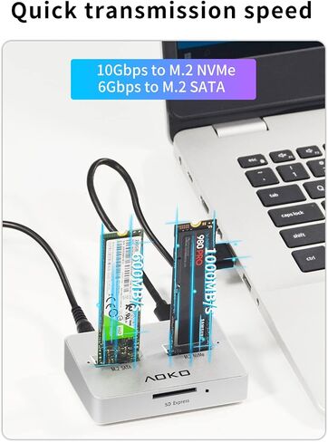 M.2 NVMe and SATA HDD/SSD Reader Adapter, External Hard Drive Reader for Universal NVMe SSD and 2.5/3.5 Inch SATA III Drives (Not Support Clone) in Saudi Arabia