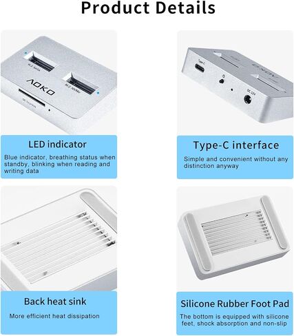 M.2 NVMe and SATA HDD/SSD Reader Adapter, External Hard Drive Reader for Universal NVMe SSD and 2.5/3.5 Inch SATA III Drives (Not Support Clone) in Saudi Arabia