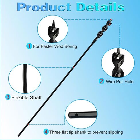 Flexible Installer Drill Bit for Pulling Wires Through Walls Ceilings and Sidewalks, 54-Inch Long, 3/4-Inch Auger with a Fish Eye Hole and Screw Point, 1/4" 3-Flat Anti-Slip Shank. in Kuwait