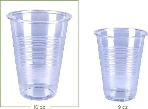 Amazon Basics Disposable Clear Plastic Cups, 16oz, 50 Count in Kuwait